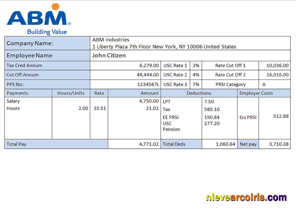 USA facility services company employee sheet